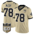 Rebec NO.Saints #78 Erik McCoy Gold 2026 F.U.S.E 60th Anniversary Patch Vapor Limited Football Stitched Jersey