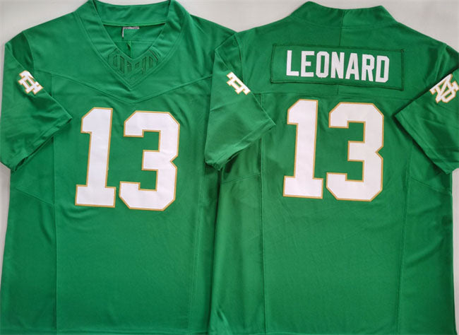Rebec N.Dame Fighting Irish #13 Riley Leonard Green 2024 F.U.S.E. Limited Stitched Football  American College Jerseys