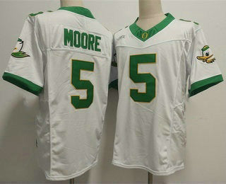 Rebec O.Ducks #5 Dakorien Moore White FUSE Football Stitched American College Jerseys