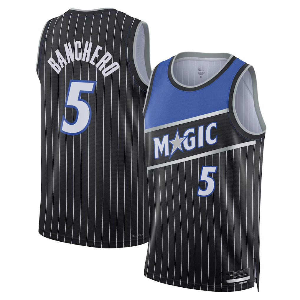 Rebec O.Magic #5 Paolo Banchero Black Swingman Jerseys - Statement Edition