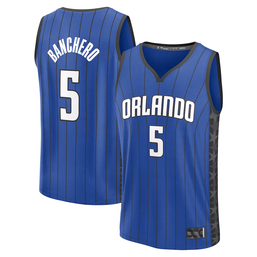 Rebec O.Magic #5 Paolo Banchero  Blue Fast Break Replica Player Jerseys - Statement Edition