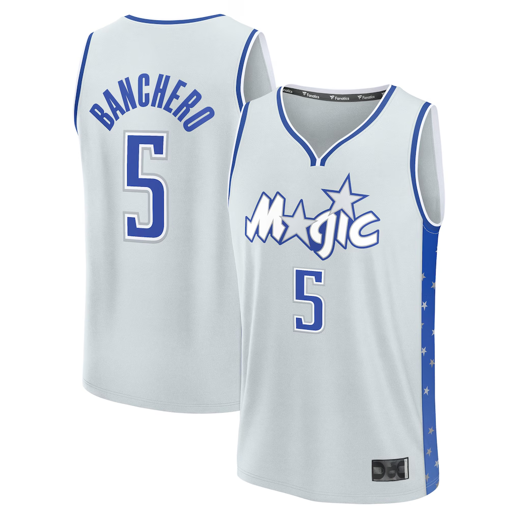 Rebec O.Magic #5 Paolo Banchero Silver 202526 City Edition Fast Break Jerseys