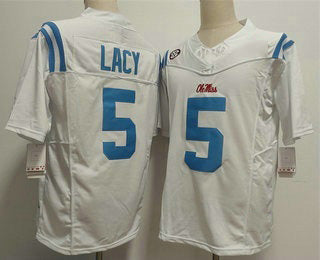 Rebec O.Miss Rebels #5 Kewan Lacy Limited White FUSE Football Stitched American College Jerseys