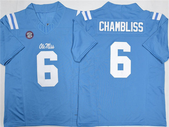 Rebec O.Miss Rebels #6 Trinidad Chambliss Blue 2026 F.U.S.E. Stitched American College Jerseys
