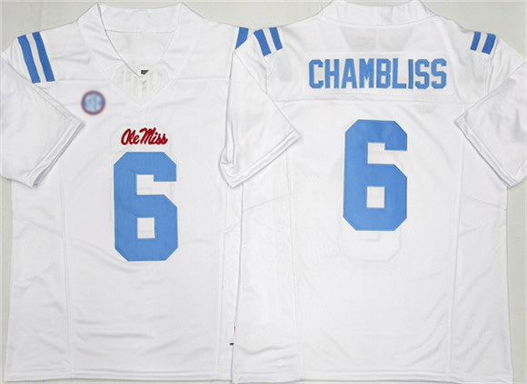 Rebec O.Miss Rebels #6 Trinidad Chambliss White 2026 F.U.S.E. Stitched American College Jerseys