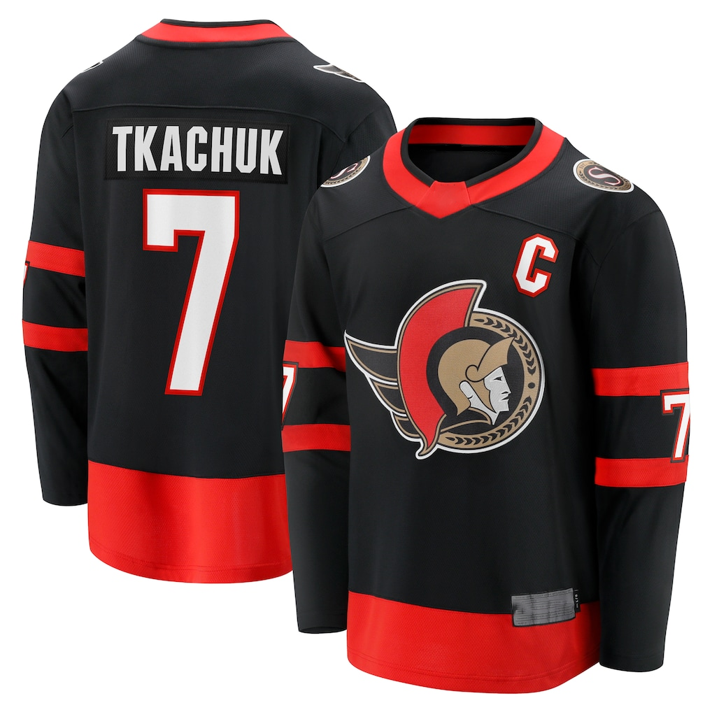 Rebec O.Senators #7 Brady Tkachuk Black Home Breakaway Jerseys