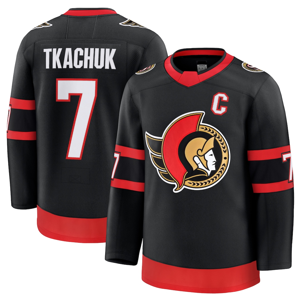 Rebec O.Senators #7 Brady Tkachuk Black Home Premium Jerseys