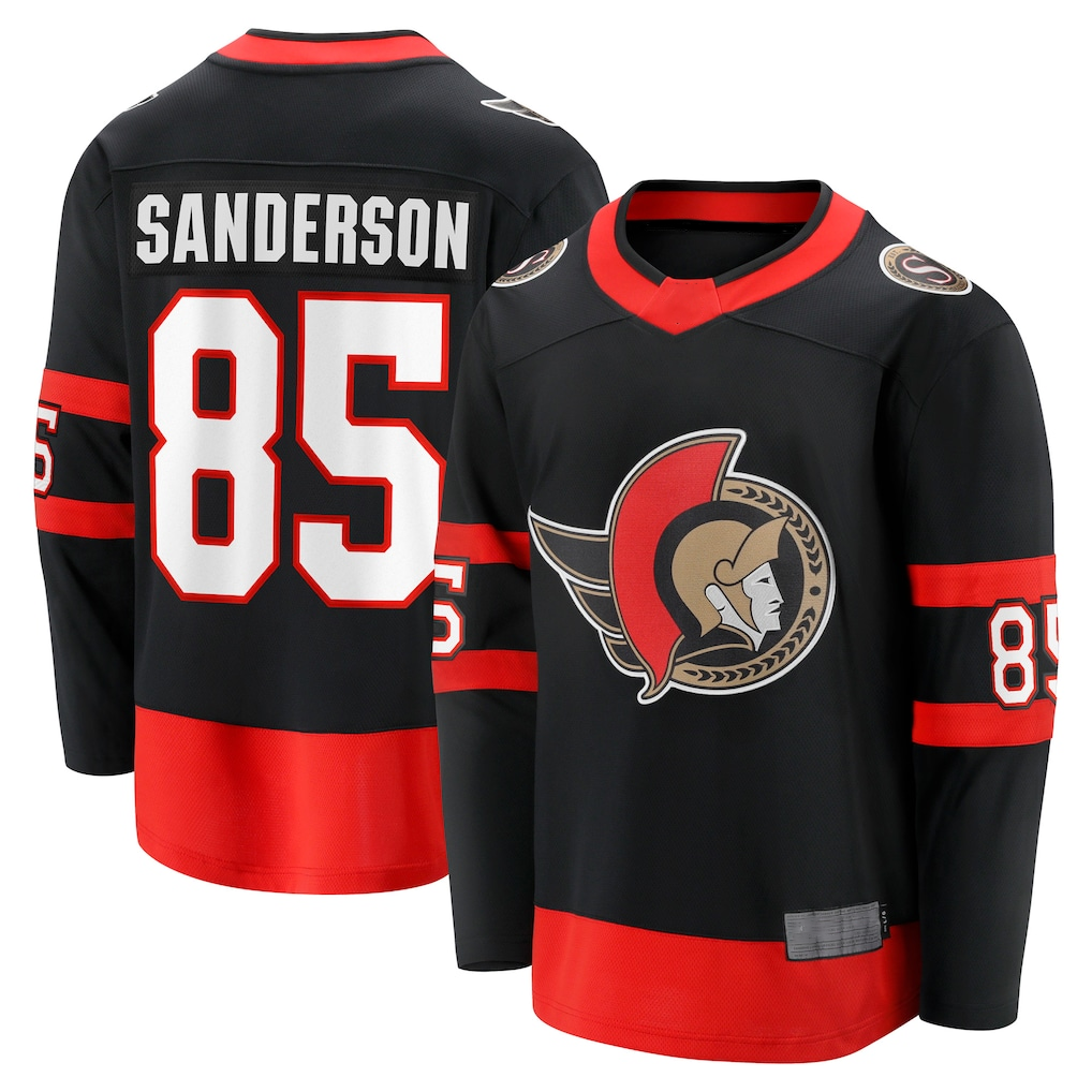 Rebec O.Senators #85 Jake Sanderson Black Home Breakaway Jerseys
