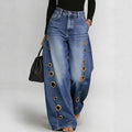 2026 spring and summer new arrival metal opposite sex eyelet jeans