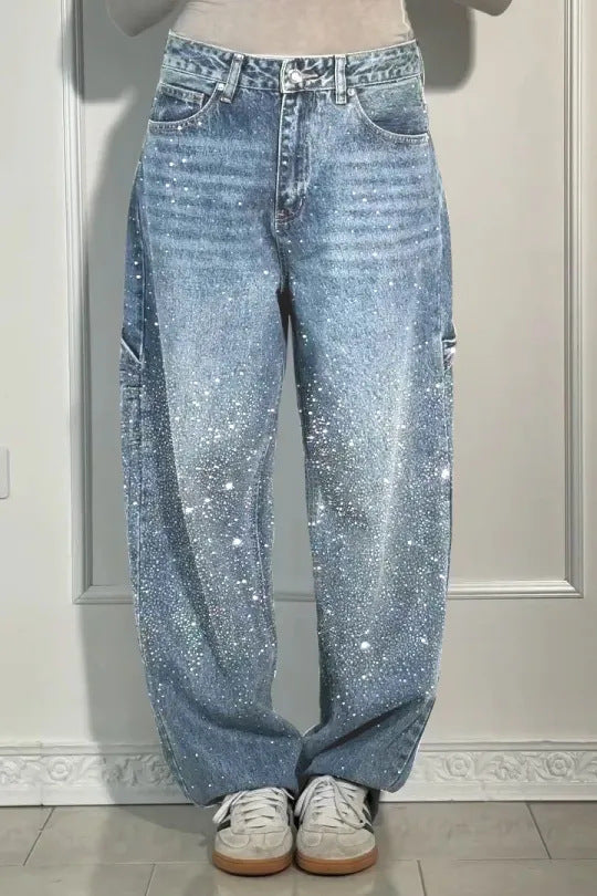 Temu European and American Fashion Starry Sky jeans