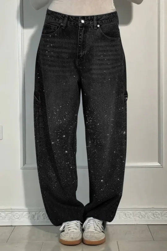 Temu European and American Fashion Starry Sky jeans