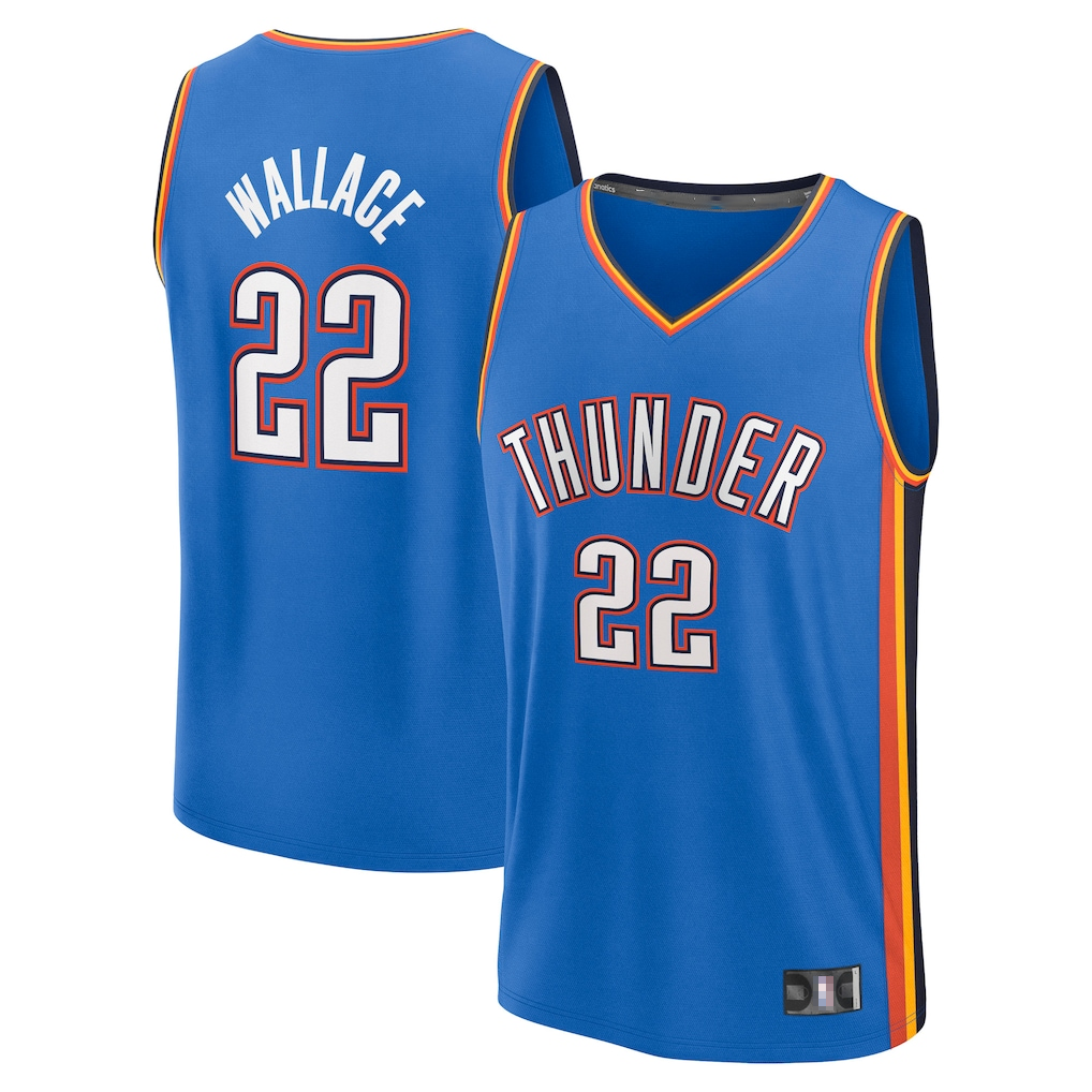 Rebec OC.Thunder #22 Cason Wallace Blue Fast Break Replica Player Stitched Jerseys - Icon Edition