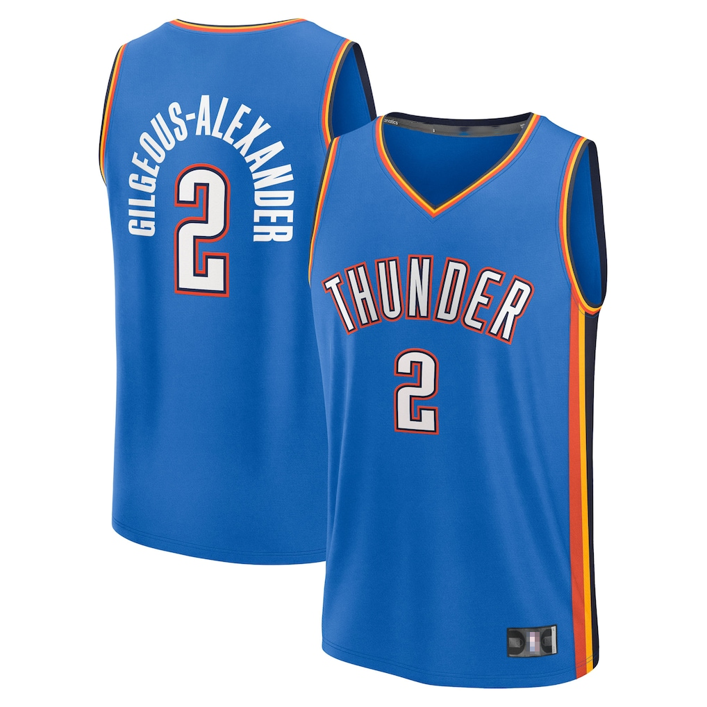 Rebec OC.Thunder #2 Shai Gilgeous-Alexander Blue Big & Tall Fast Break Stitched Jerseys- Icon Edition