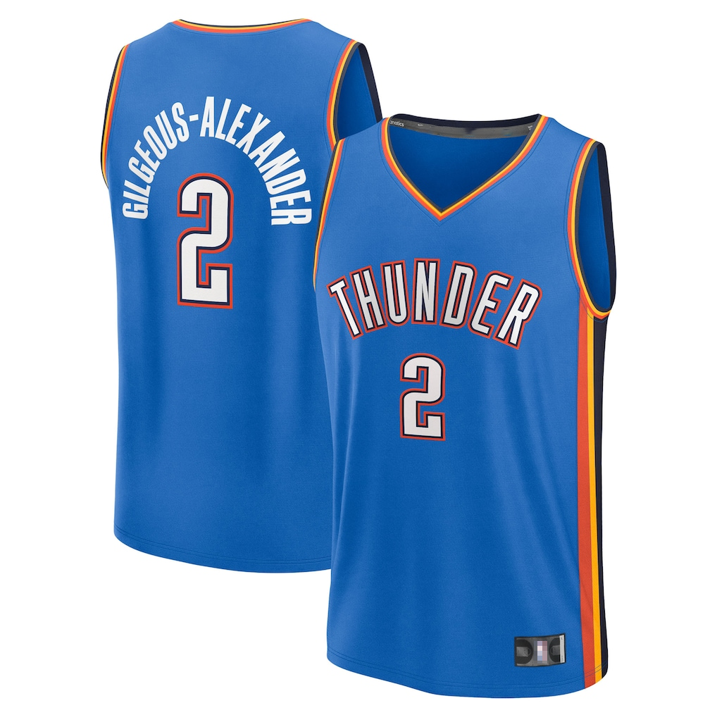 Rebec OC.Thunder #2 Shai Gilgeous-Alexander Blue Fast Break Replica Player Stitched Stitched Jerseys-Icon Edition