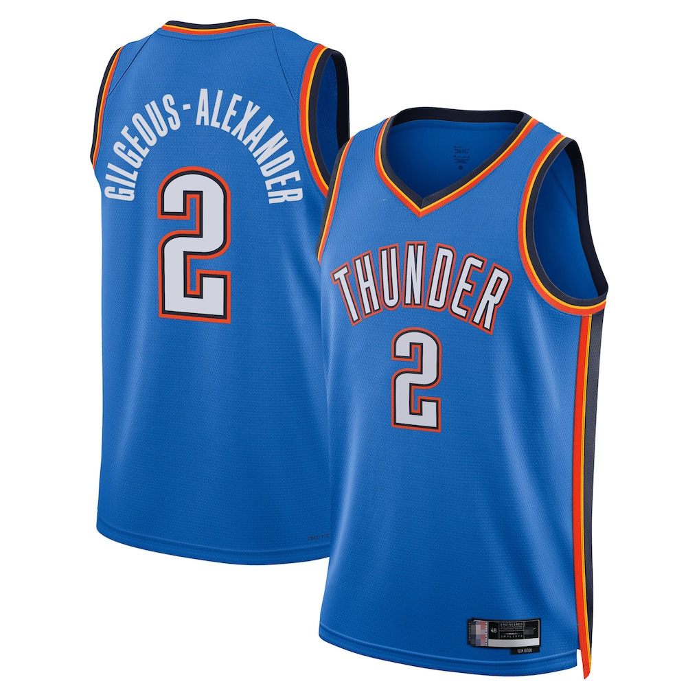 Rebec OC.Thunder #2 Shai Gilgeous-Alexander Blue Swingman Stitched Jerseys- Icon Edition