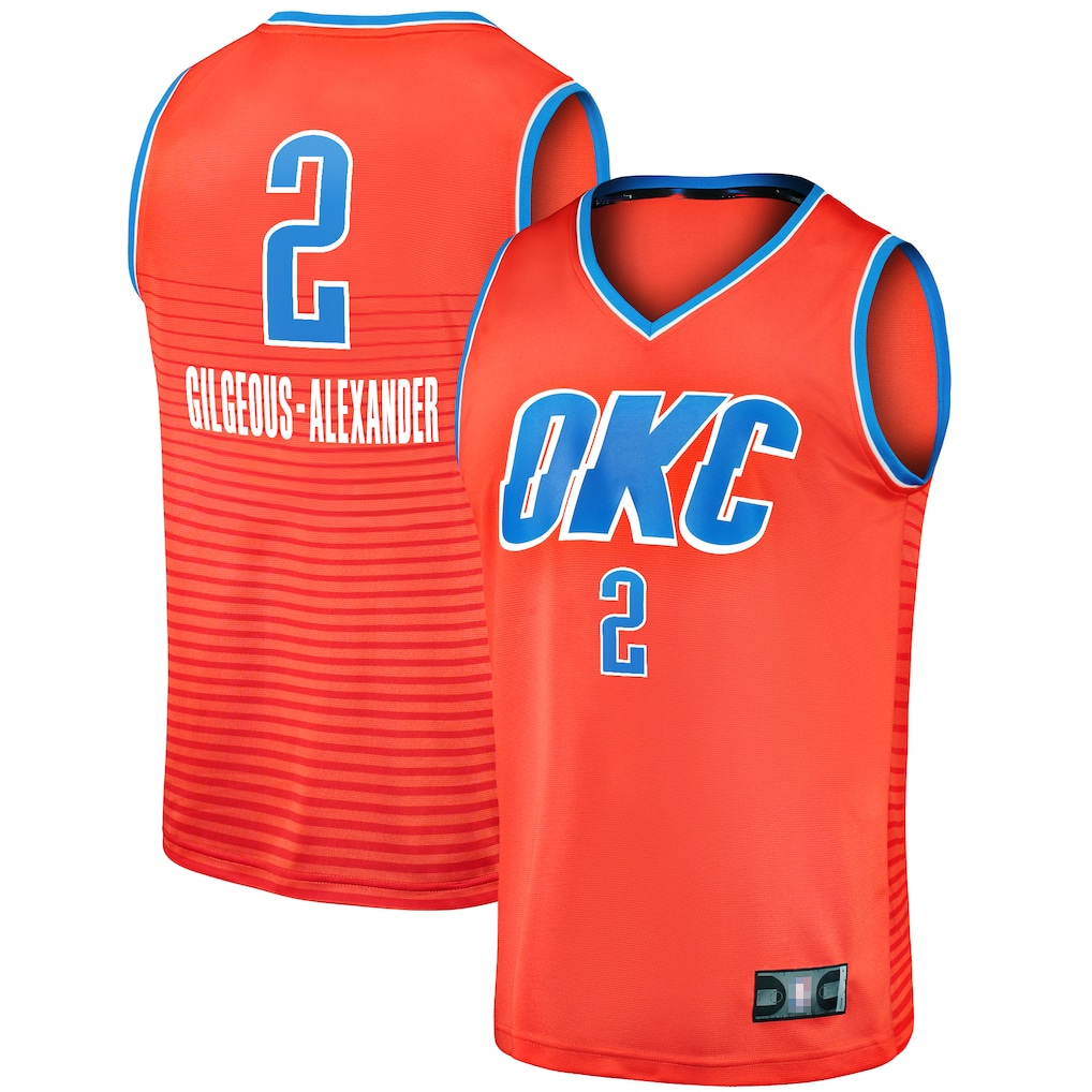 Rebec OC.Thunder #2 Shai Gilgeous-Alexander Orange Fast Break Player Stitched Jerseys - Statement Edition