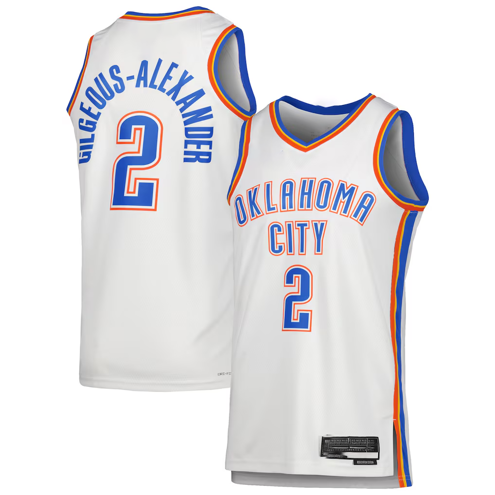 Rebec OC.Thunder #2 Shai Gilgeous-Alexander White Swingman Stitched Jerseys - Association Edition