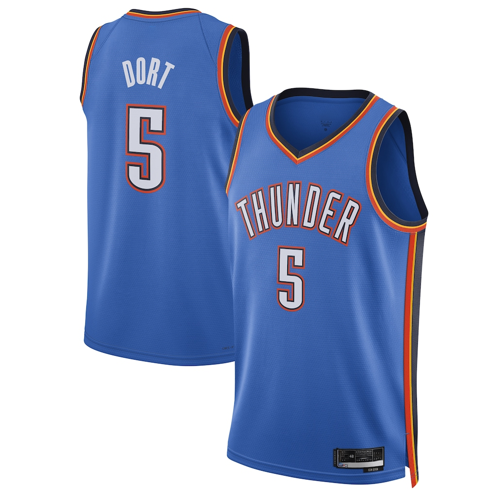 Rebec OC.Thunder #5 Luguentz Dort Blue Swingman Player Stitched Jerseys - Icon Edition