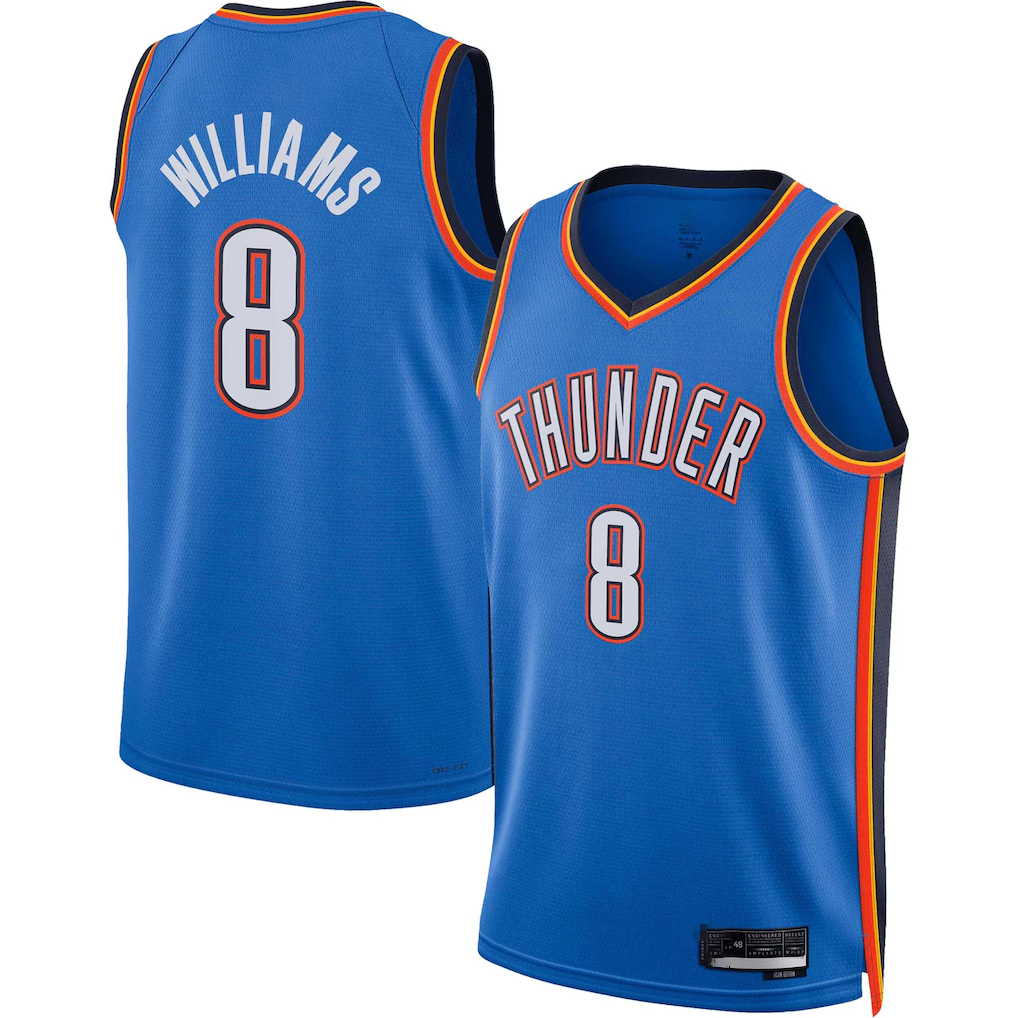 Rebec OC.Thunder #8 Jalen Williams Blue Swingman Stitched Jerseys - Icon Edition