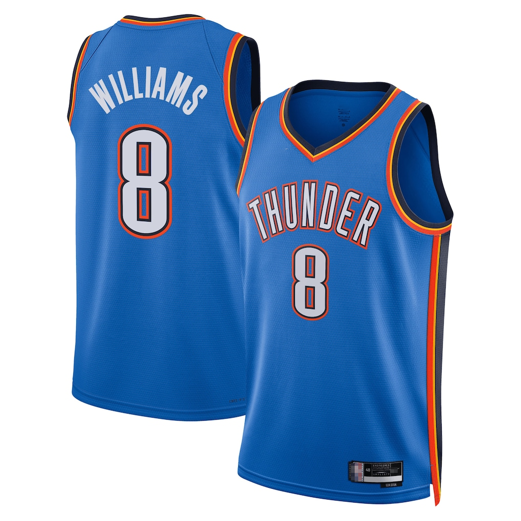 Rebec OC.Thunder #8 Jared McCain Blue Swingman Stitched Jerseys - Icon Edition