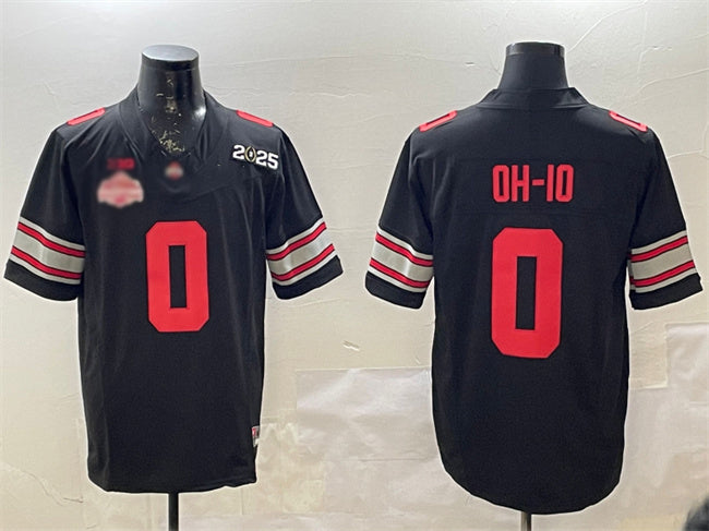 Rebec O.State Buckeyes #0 OH-IO Black 2025 CFP Final With National Champions Patch F.U.S.E. Vapor Limited Stitched Football American College Jerseys