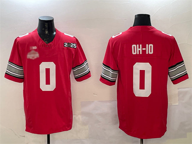Rebec O.State Buckeyes #0 OH-IO Red 2025 CFP Final With National Champions Patch F.U.S.E. Vapor Limited Stitched Football American College Jerseys