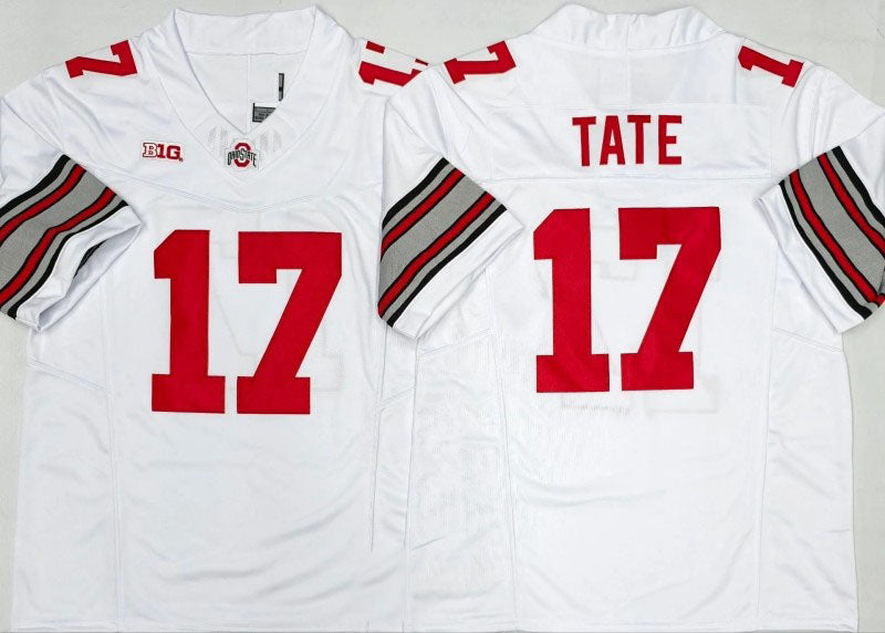 Rebec O.State Buckeyes #17 Carnell Tate White 2025 F.U.S.E. Limited Stitched American College Jerseys