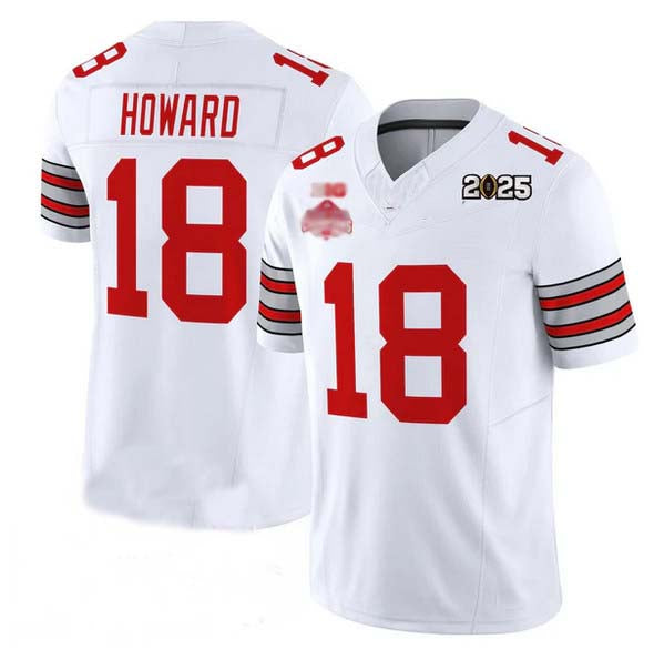 Rebec O.State Buckeyes #18 Will Howard White 2025 CFP Final With National Champions Patch F.U.S.E. Vapor Limited Stitched Football American College Jerseys