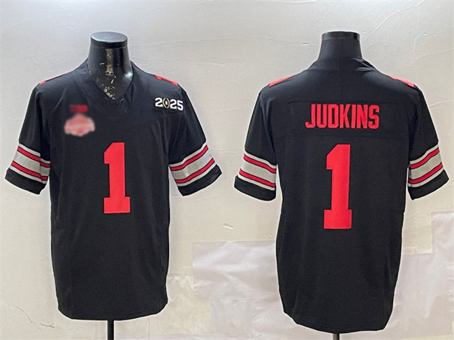 Rebec O.State Buckeyes #1 Quinshon Judkins Black 2025 CFP Final With National Champions Patch F.U.S.E. Vapor Limited Stitched Football American College Jerseys