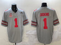 Rebec O.State Buckeyes #1 Quinshon Judkins Grey 2025 CFP Final With National Champions Patch F.U.S.E. Vapor Limited Stitched Football American College Jerseys
