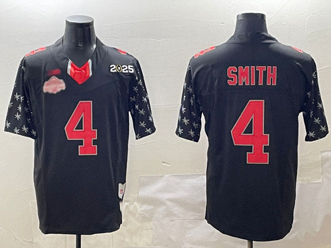 Rebec O.State Buckeyes #4 Jeremiah Smith Black 2025 CFP Final With National Champions Patch F.U.S.E. Vapor Limited Stitched Football American College Jerseys