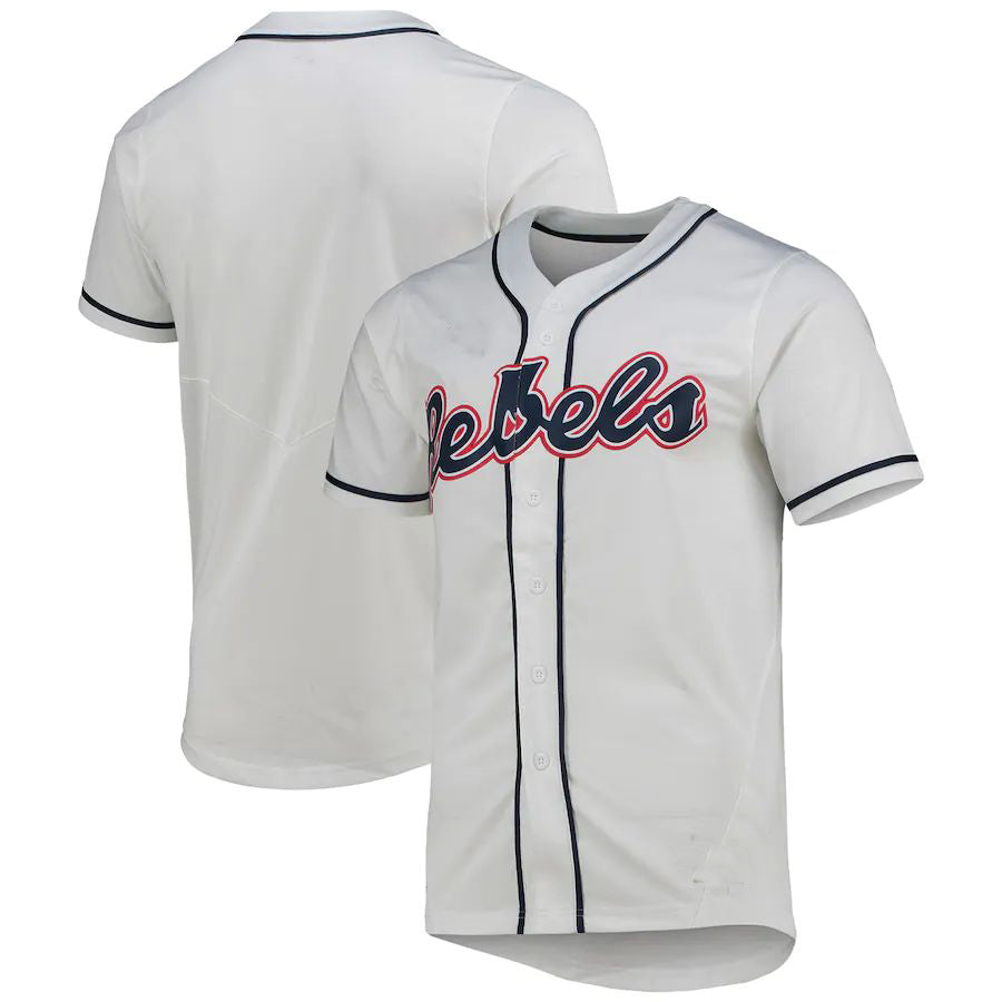 Rebec O.Miss Rebels Replica Baseball Jersey White Stitched American College Jerseys