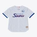 Rebec P.76ers Mitchell & Ness White Head Coach Pinstripe Mesh Full-Button Baseball Jerseys