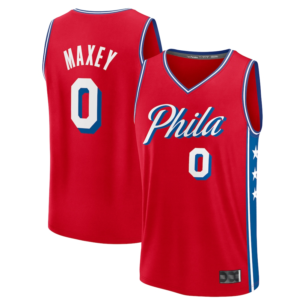 Rebec P.76ers #0 Tyrese Maxey Jordan Brand Red Swingman Jerseys - Statement Edition