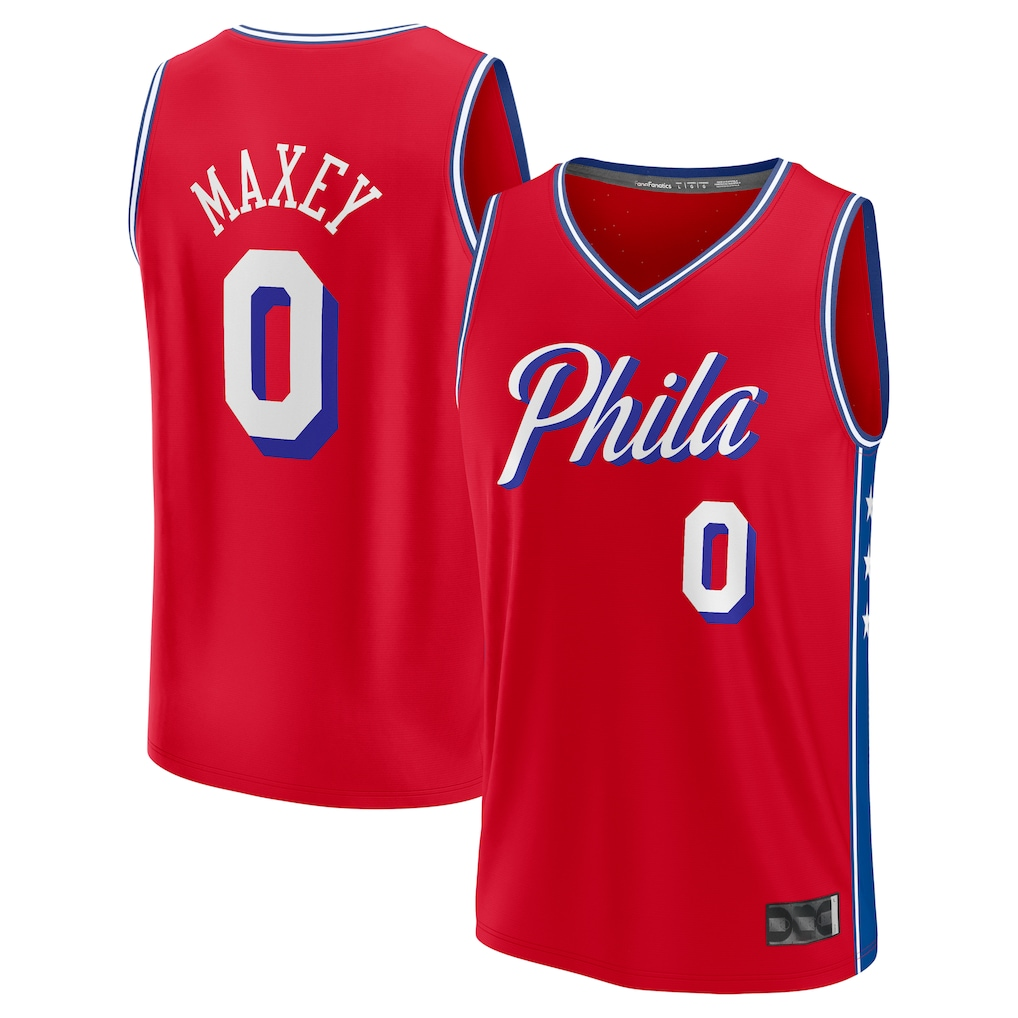 Rebec P.76ers #0 Tyrese Maxey  Red Fast Break Replica Player Jerseys - Statement Edition
