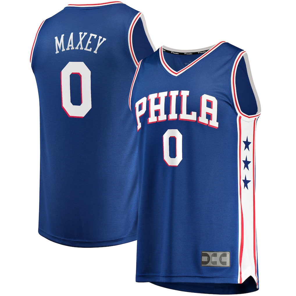 Rebec P.76ers #0 Tyrese Maxey  Royal Fast Break Replica Jerseys - Icon Edition