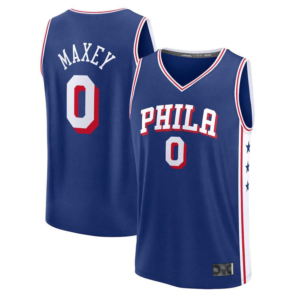 Rebec P.76ers #0 Tyrese Maxey  Royal Fast Break Replica Jerseys - Icon Edition