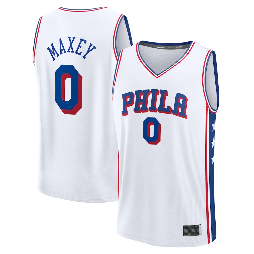 Rebec P.76ers #0 Tyrese Maxey  White Fast Break Replica Player Jerseys - Association Edition