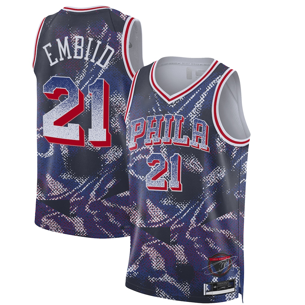 Rebec P.76ers #21 Joel Embiid Navy 2025 Select Series Swingman Player Jerseys