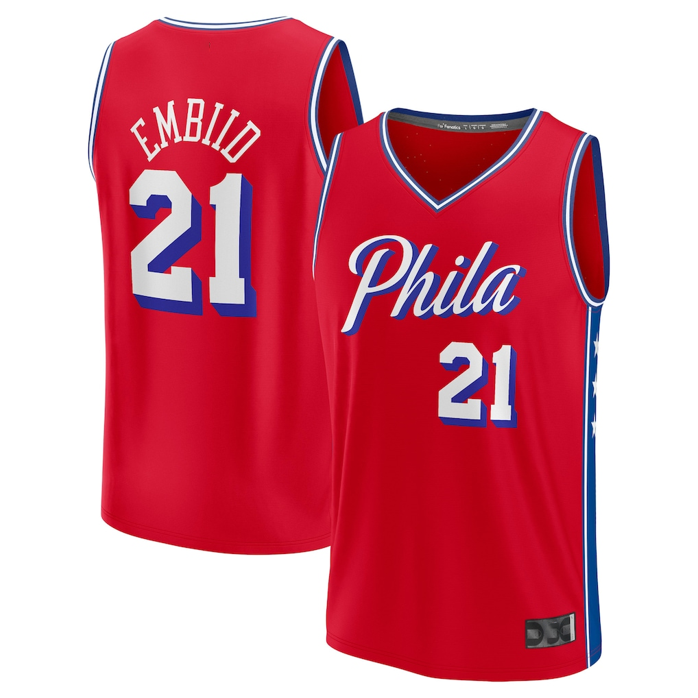 Rebec P.76ers #21 Joel Embiid Red Fast Break Replica Player Jerseys - Statement Edition