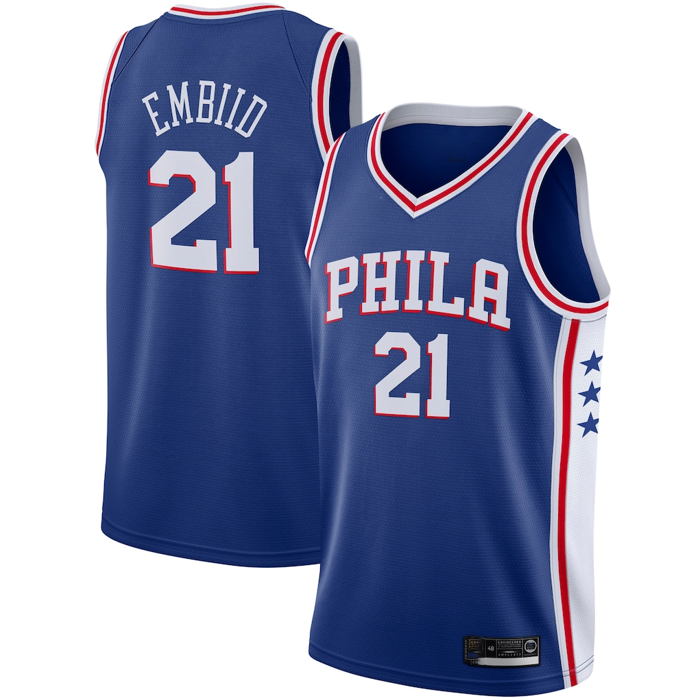 Rebec P.76ers #21 Joel Embiid Royal 20192020 Swingman Jerseys - Icon Edition