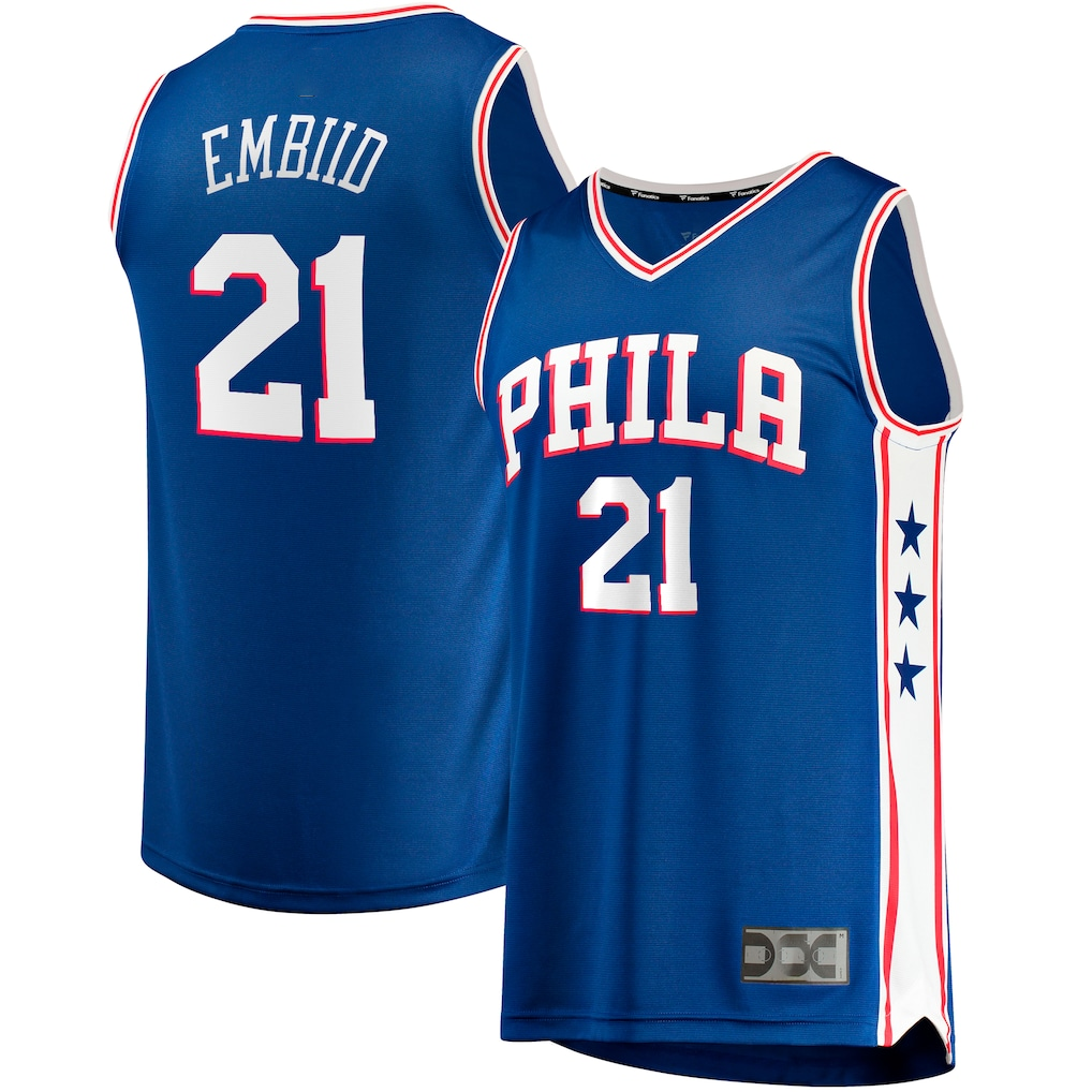 Rebec P.76ers #21 Joel Embiid Royal Big & Tall Fast Break Player Jerseys - Icon Edition