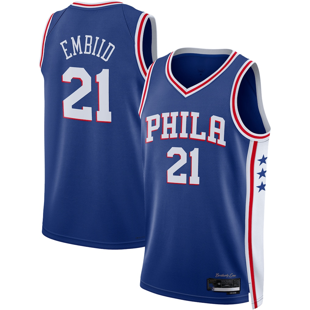 Rebec P.76ers #21 Joel Embiid Royal Swingman Jerseys - Icon Edition