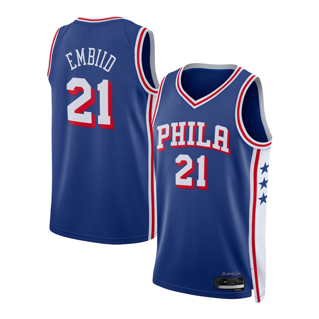 Rebec P.76ers #21 Joel Embiid Royal Swingman Jerseys - Icon Edition
