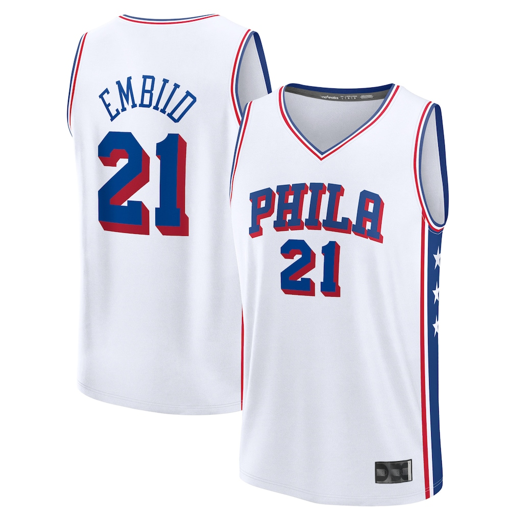 Rebec P.76ers #21 Joel Embiid  White Fast Break Replica Jerseys - Association Edition