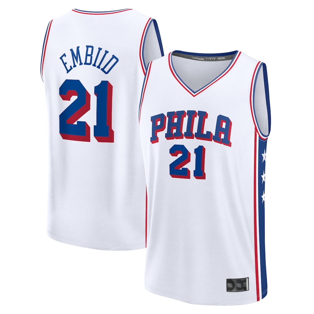 Rebec P.76ers #21 Joel Embiid White Fast Break Replica Player Jerseys - Association Edition