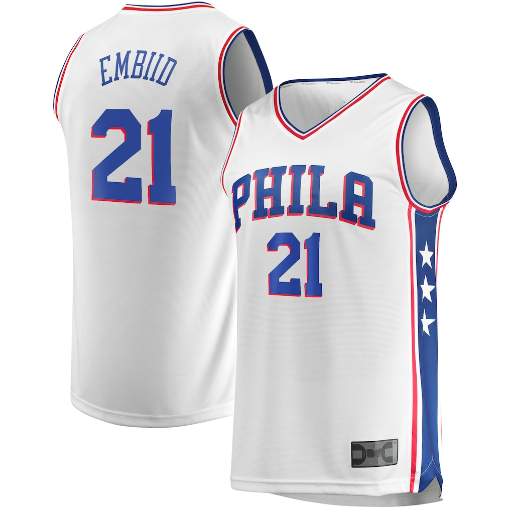 Rebec P.76ers #21 Joel Embiid White Replica Jerseys - Association Edition