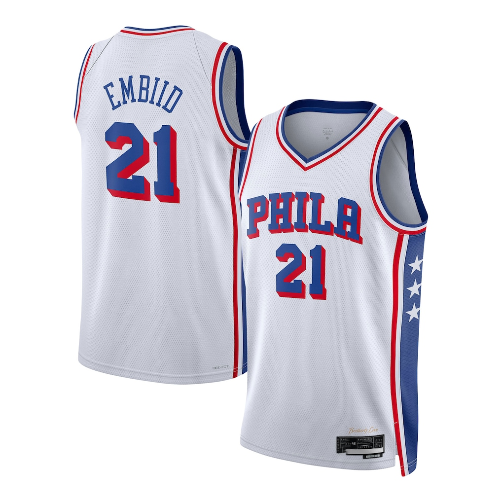 Rebec P.76ers #21 Joel Embiid White Swingman Jerseys - Association Edition
