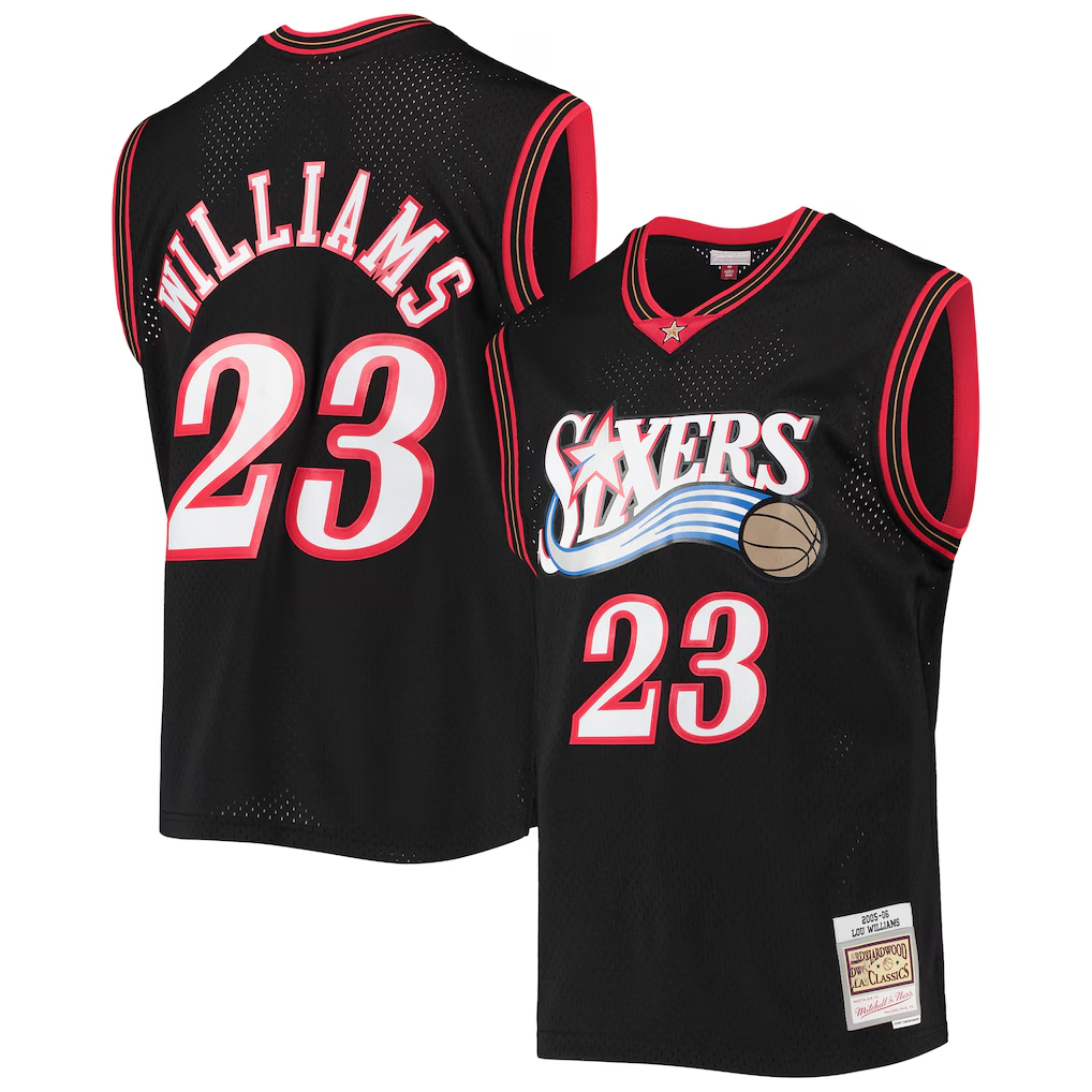 Rebec P.76ers #23 Lou Williams Mitchell & Ness Black 200506 Hardwood Classics Swingman Jerseys