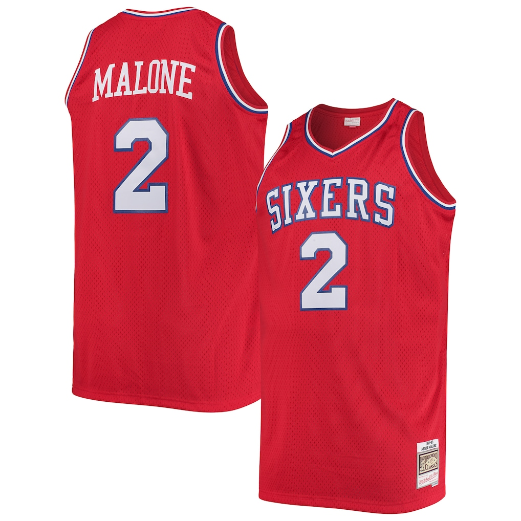 Rebec P.76ers #2 Moses Malone Mitchell & Ness Red 198283 Big & Tall Hardwood Classics Swingman Jerseys